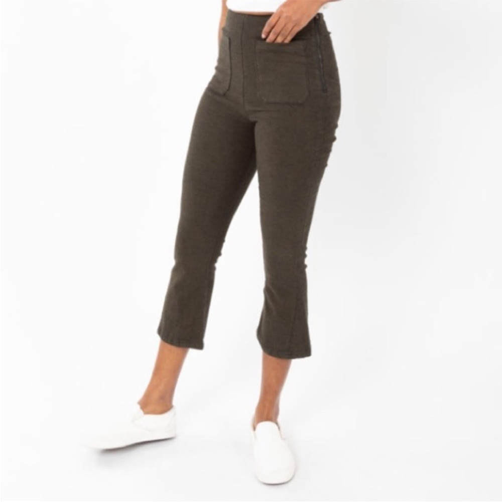Prairie Underground Brown Cotton Blend Cropped Flare Flip Pants Womens Size S